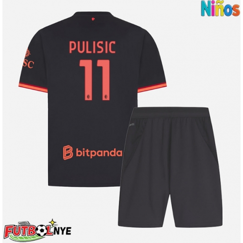 Camiseta AC Milan Christian Pulisic #11 Tercera Equipación para niños 2026-27 manga corta (+ pantalones cortos)